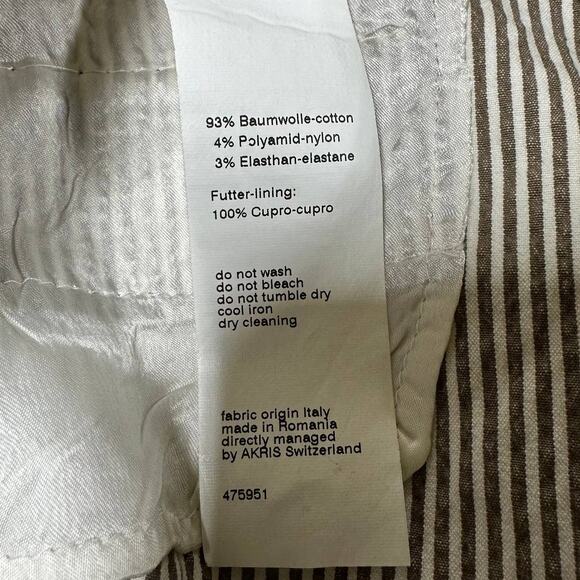 Akris Punto NWOT Frankie Stripe Stretch Gabardine Trouser Pant Brown White Sz 2 - Picture 4 of 9